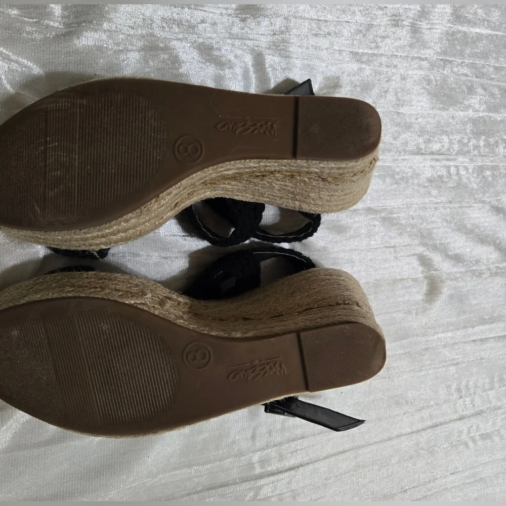 Black Wedge Sandals Size 8 By Mossimo EUC